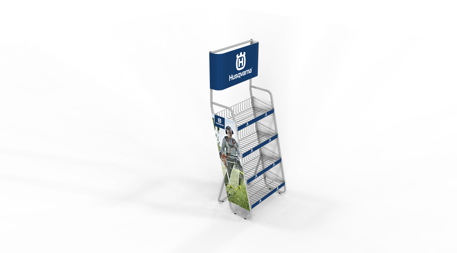 Display de chão Husqvarna instalado em ponto de venda